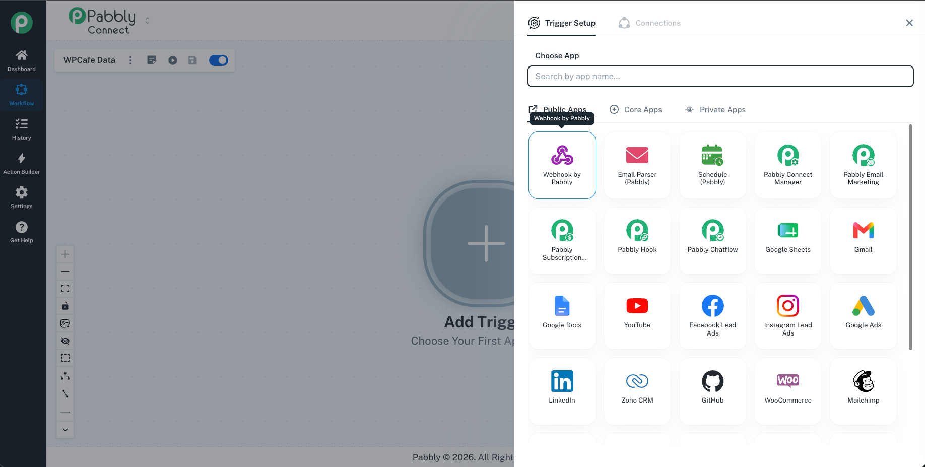 Pabbly connect trigger setup with webhook