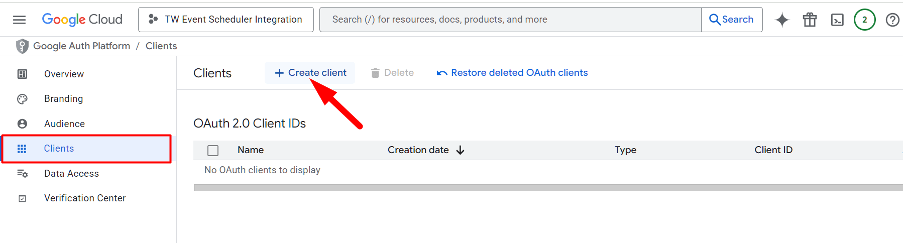 Create OAuth client for Eventin virtual event ticketing system