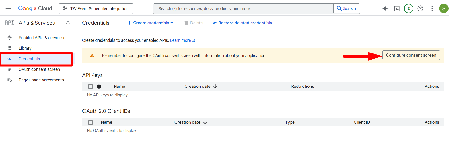 Access credentials for Eventin event ticket system using Google API