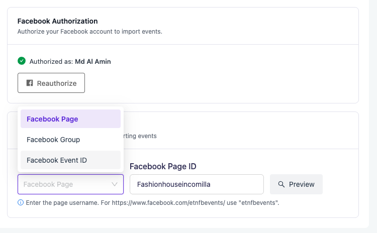 Eventin import settings option