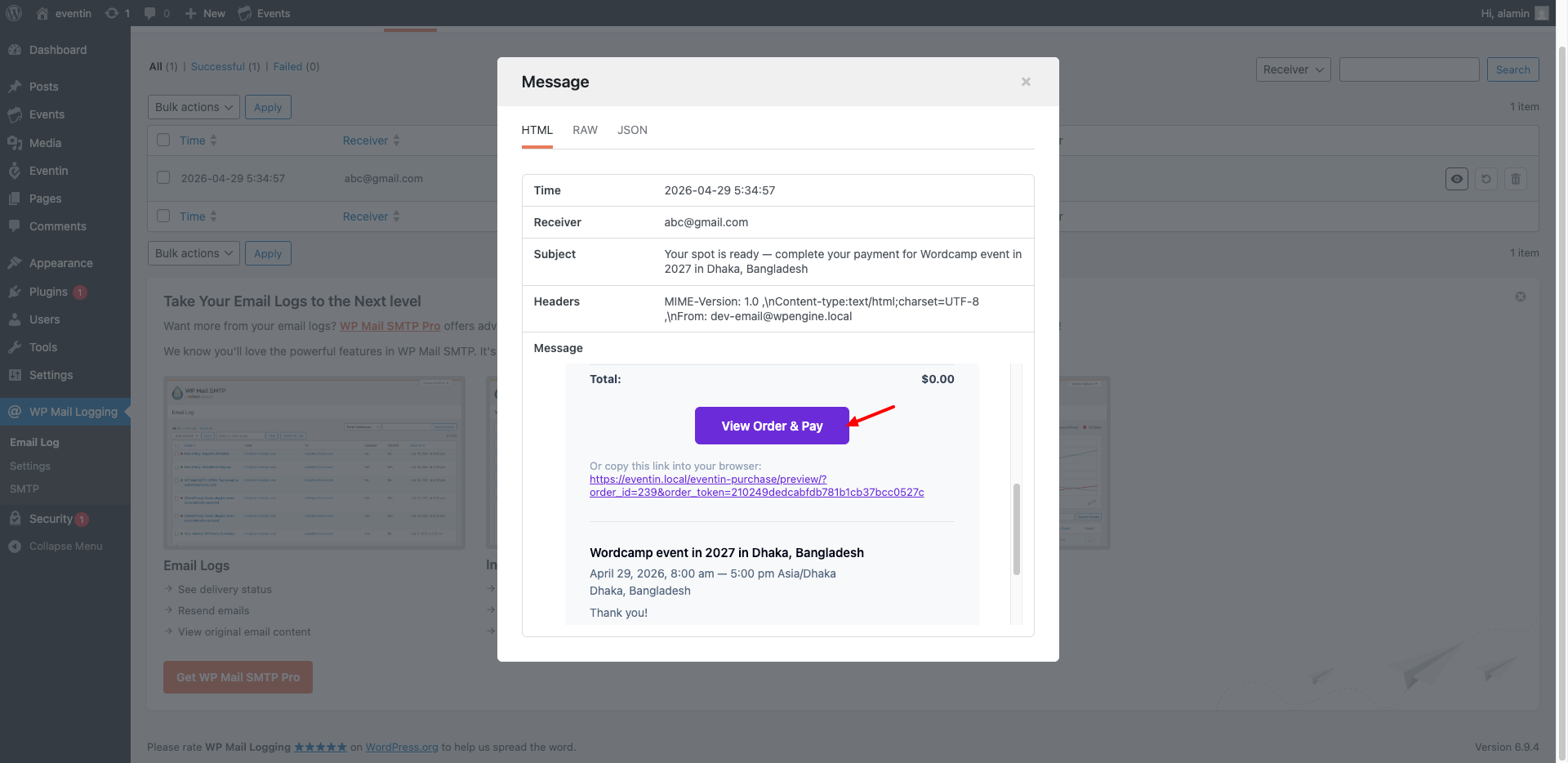 Email page