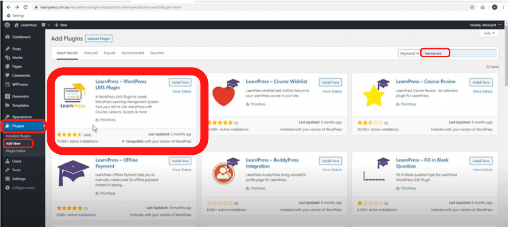 Adding LearnPress Plugin
