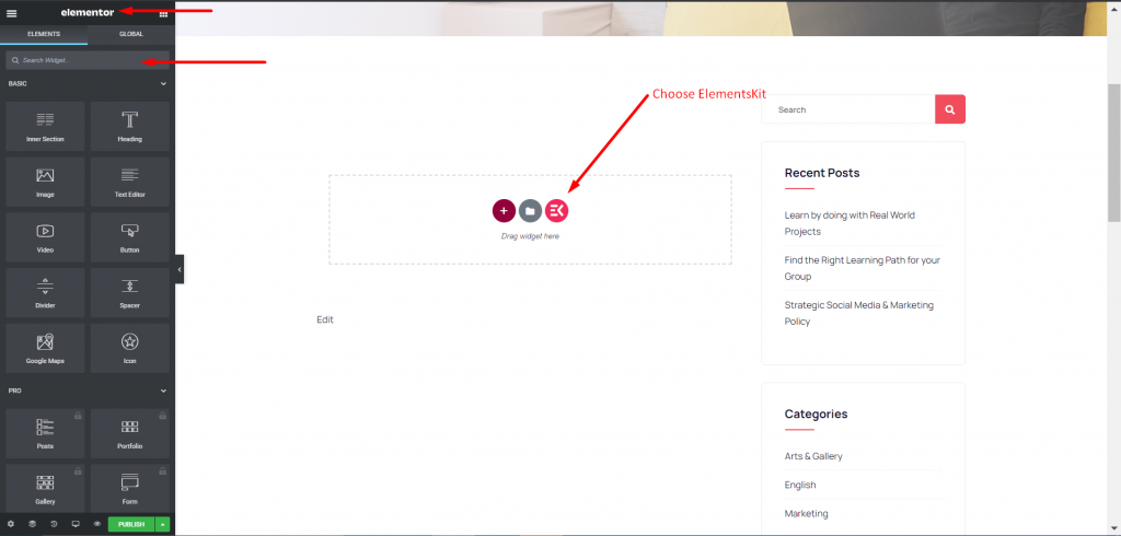 Elementor page settings