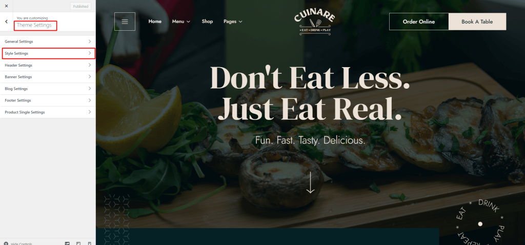 cuinare-style_settings