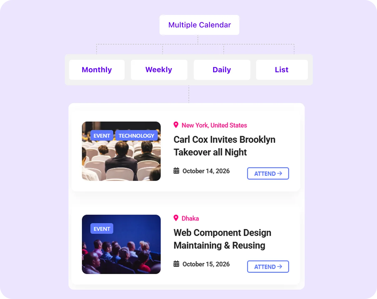 Show your events exactly how visitors want to see them