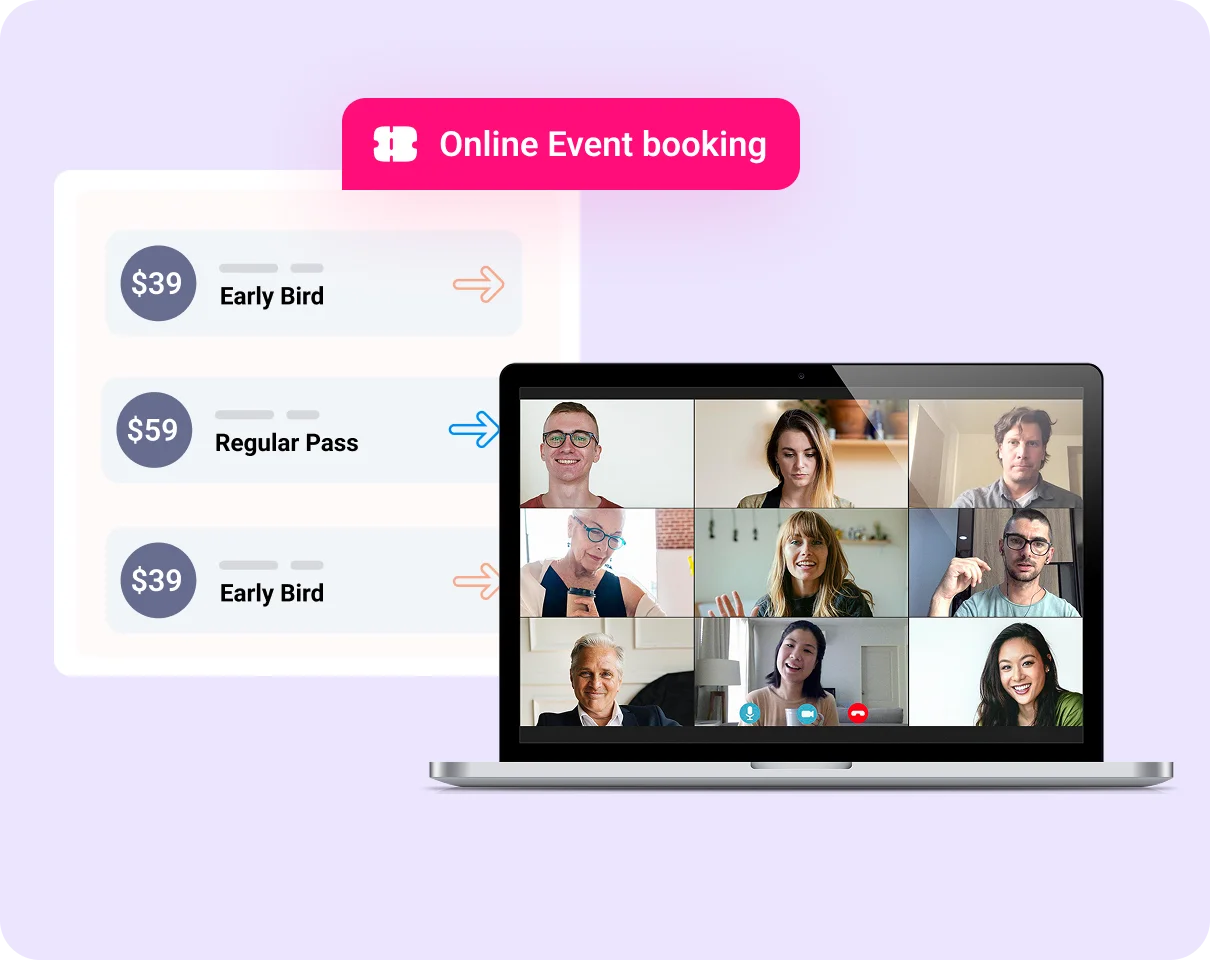 Attendees book their spot without leaving your website