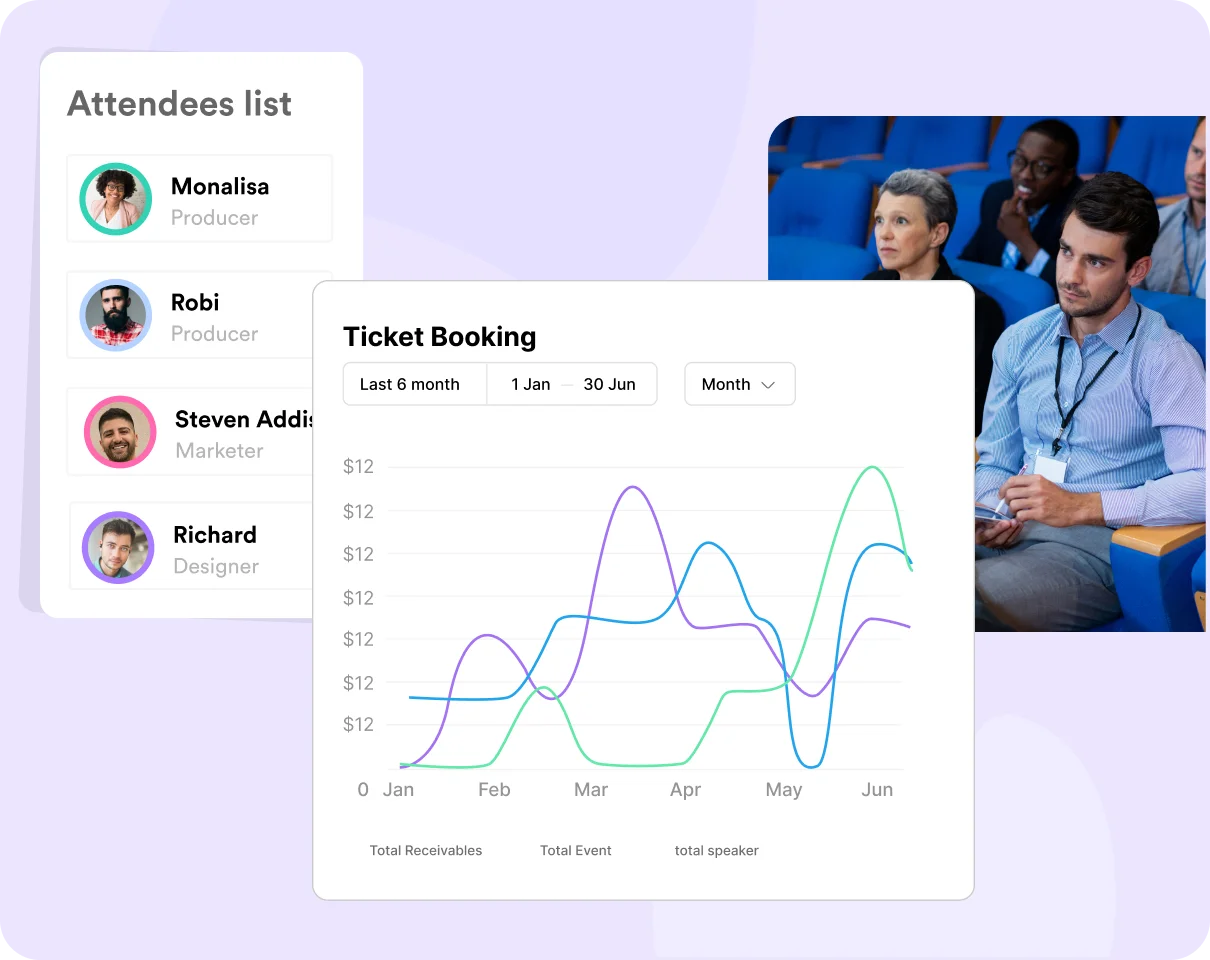 Track and manage every attendee from one dashboard