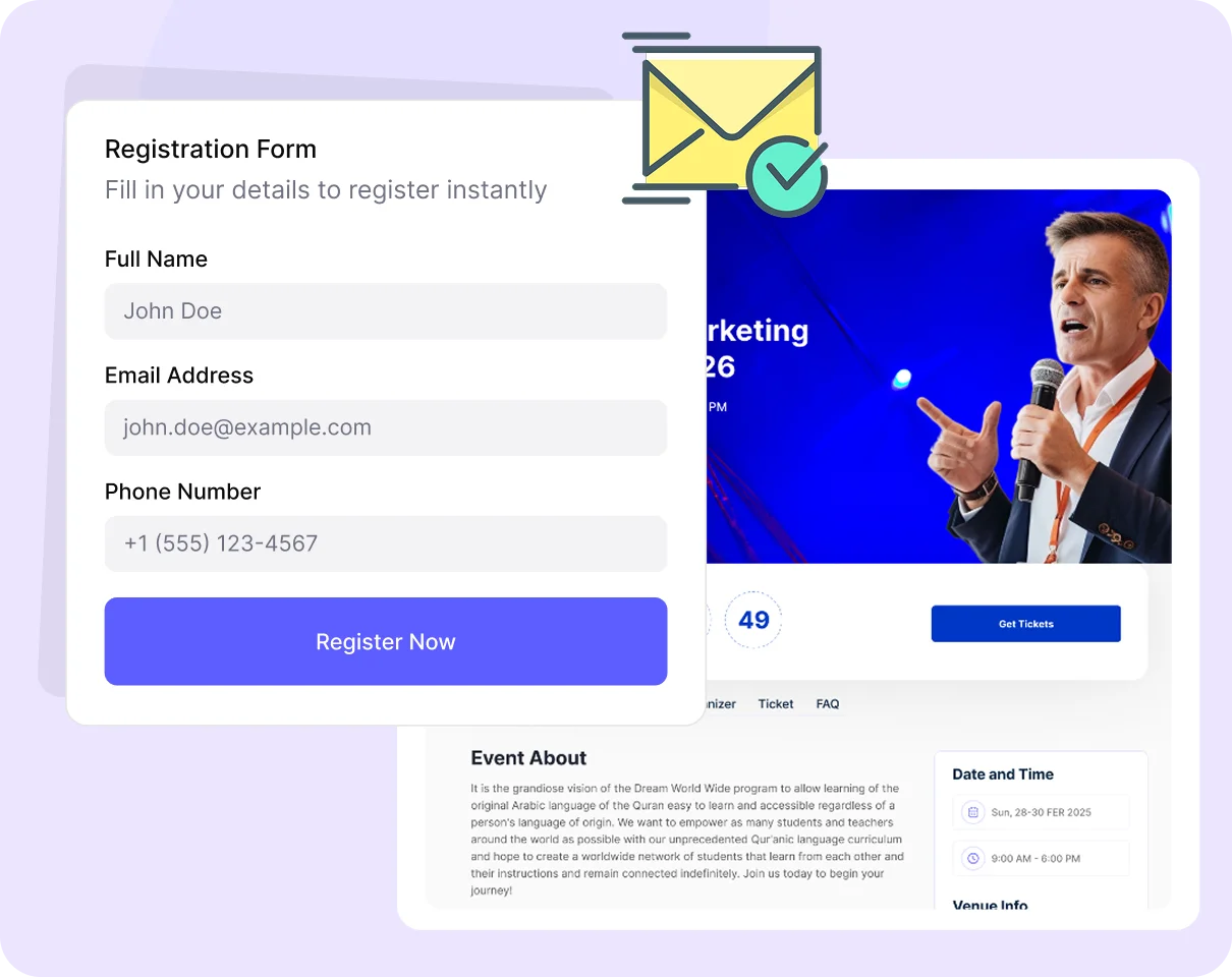 Every registrant gets their details the moment they sign up