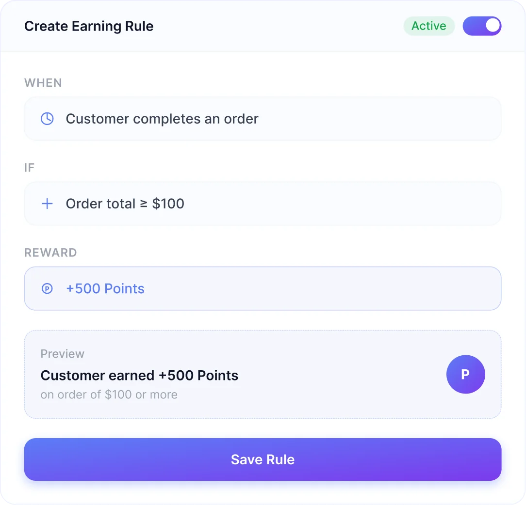 Create earning rule in Pointics