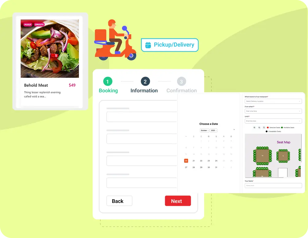 Take table reservations and bookings right from your website