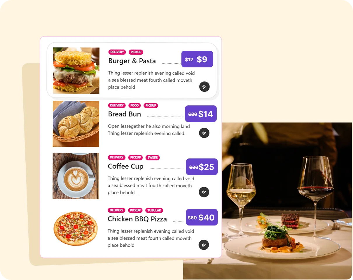 Step 3: Add your food menu