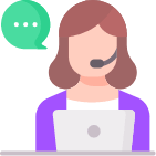 Cartoon face image of 'use live chat' feature