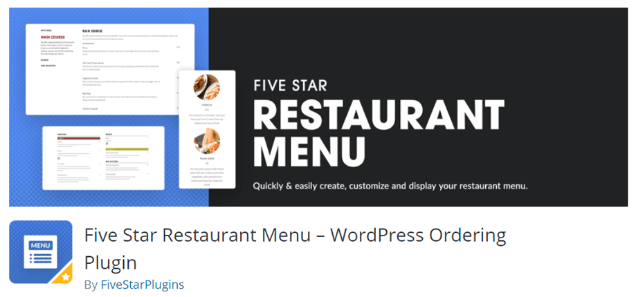 Five Star Restaurant Menu Plugin