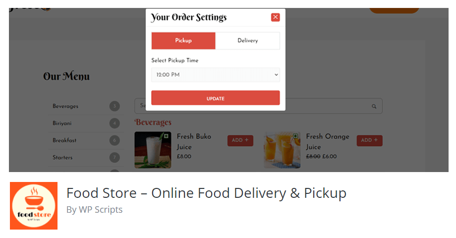 Food Store – Online Food Delivery & Pickup By WP Scripts