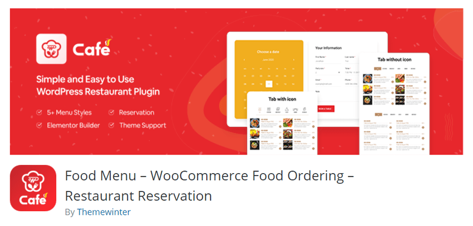 WP Cafe Food menu - WooCommerce Food Ordering - Restaurant Reservation