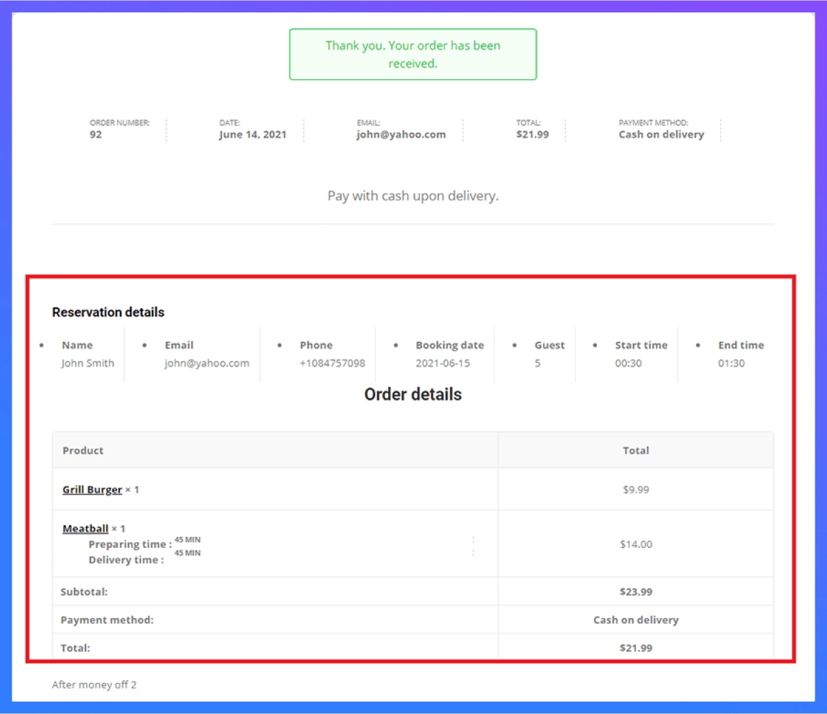 wpcafe table reservation with food order system