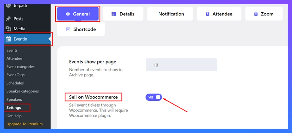 Activate  Woocommerce for Attendee Registration