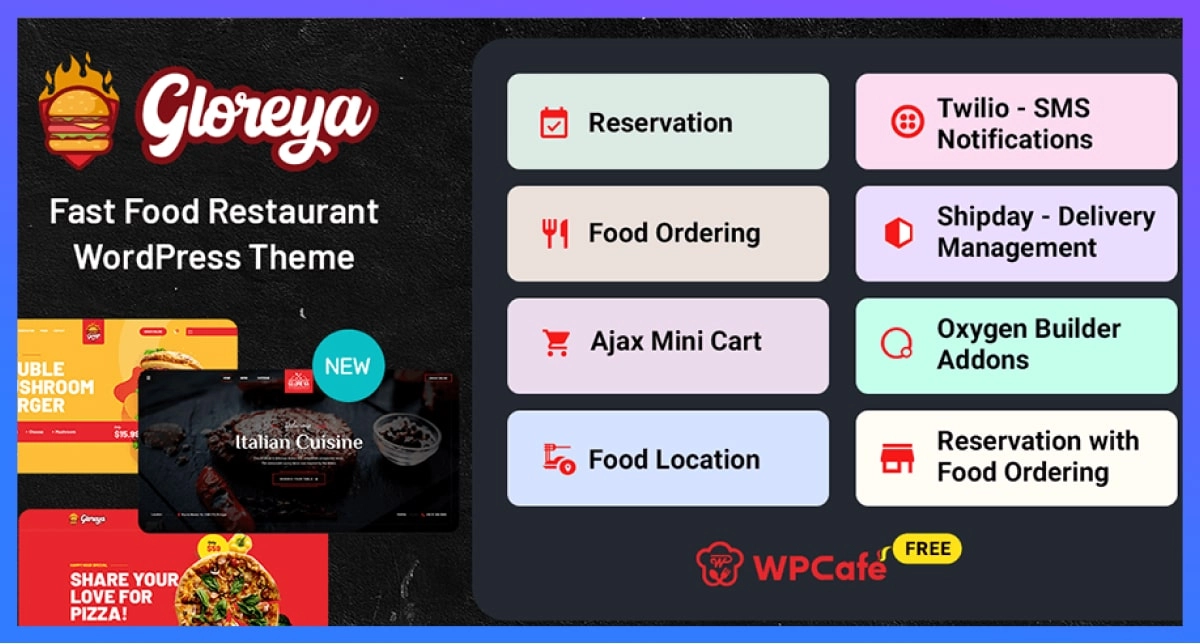 Gloreya WordPress Theme for Restaurant Management