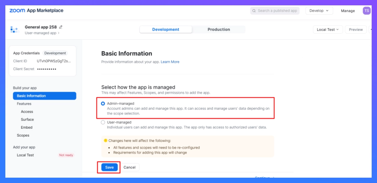 integrating zoom basic information