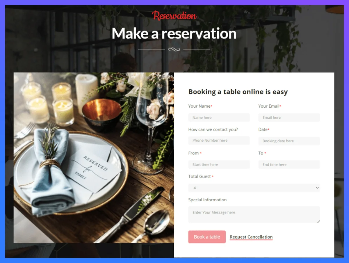 make restaurant table reservations