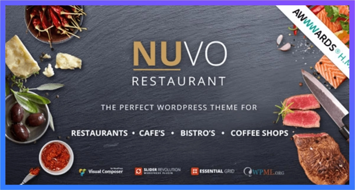 nuvo restaurant wordpress theme for restaurant management