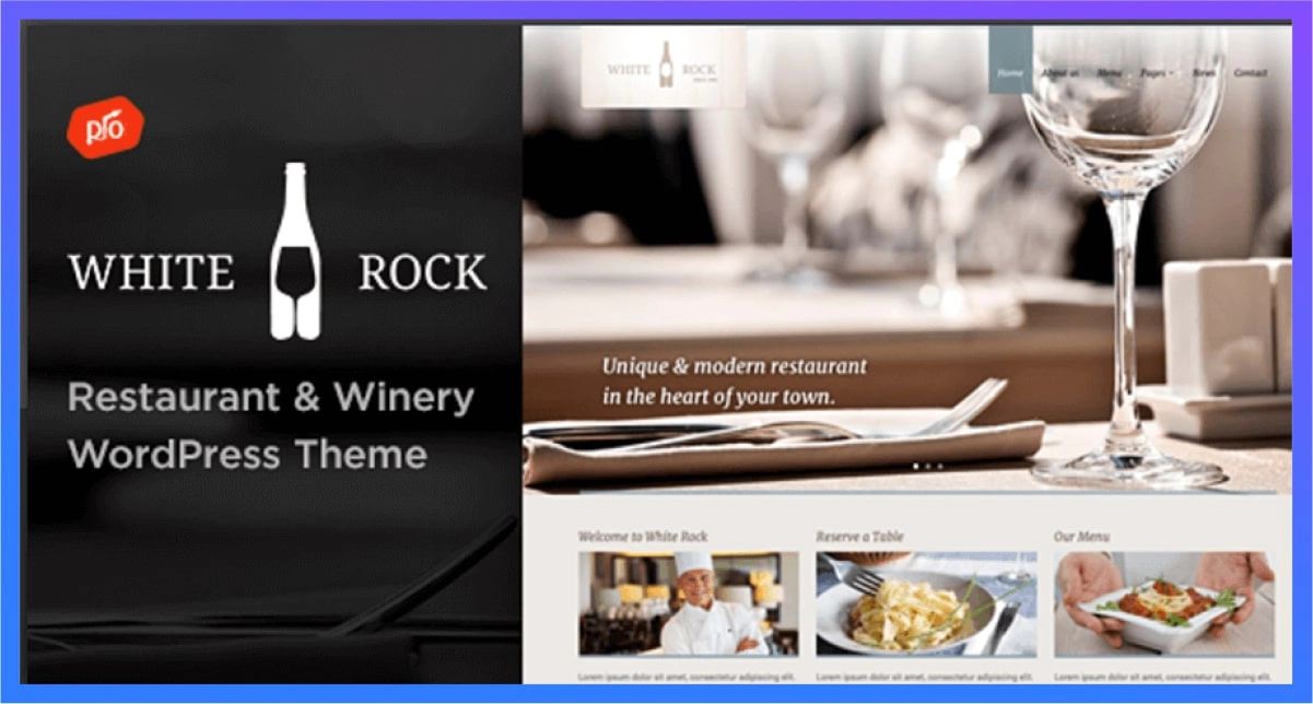 white rock restaurant wordpress theme for restaurant management