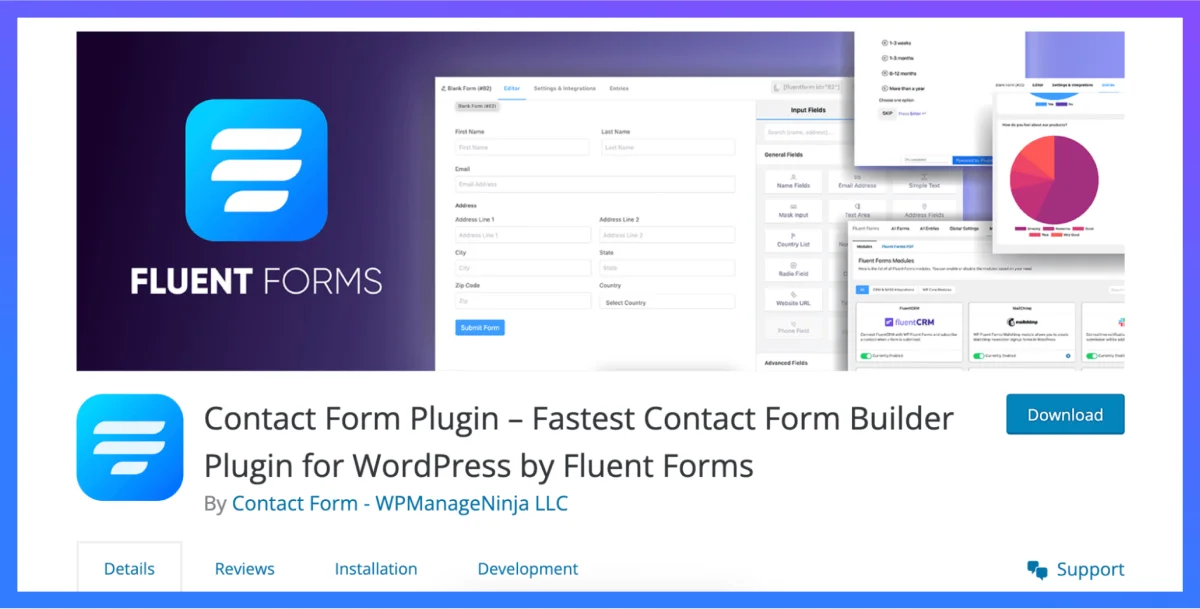 fluent forms contact form builder