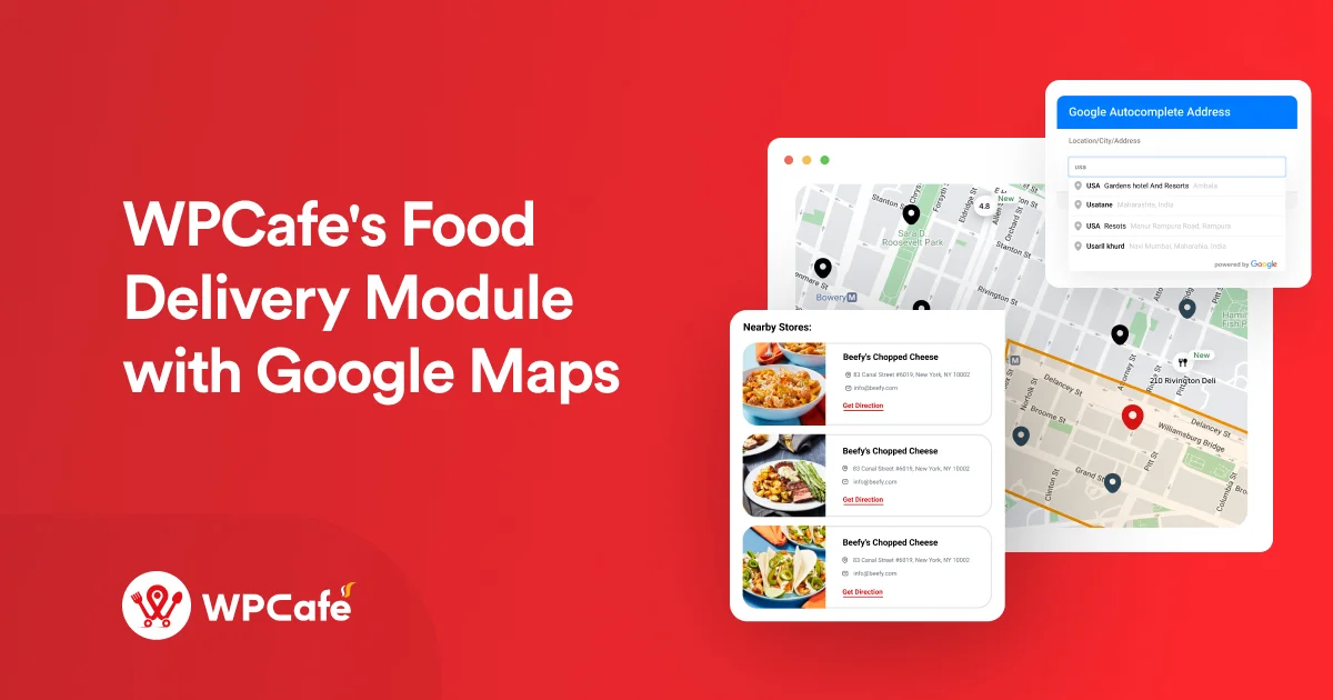 wpcafe food delivery module with google maps