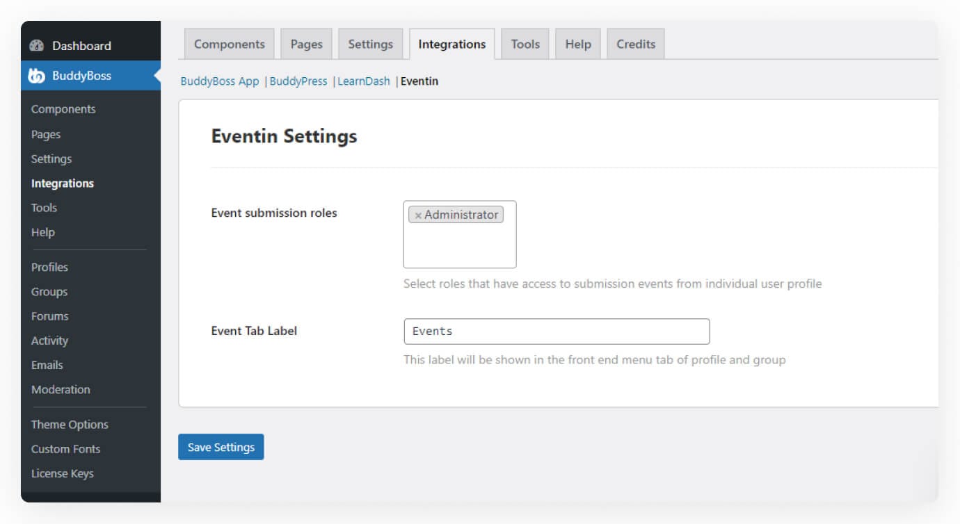 Eventin BuddyBoss Integration