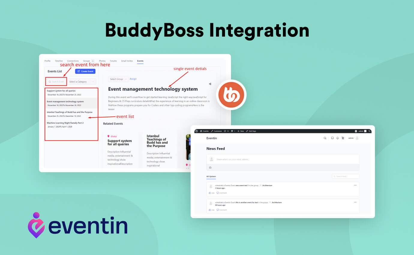 Eventin BuddyBoss Integration
