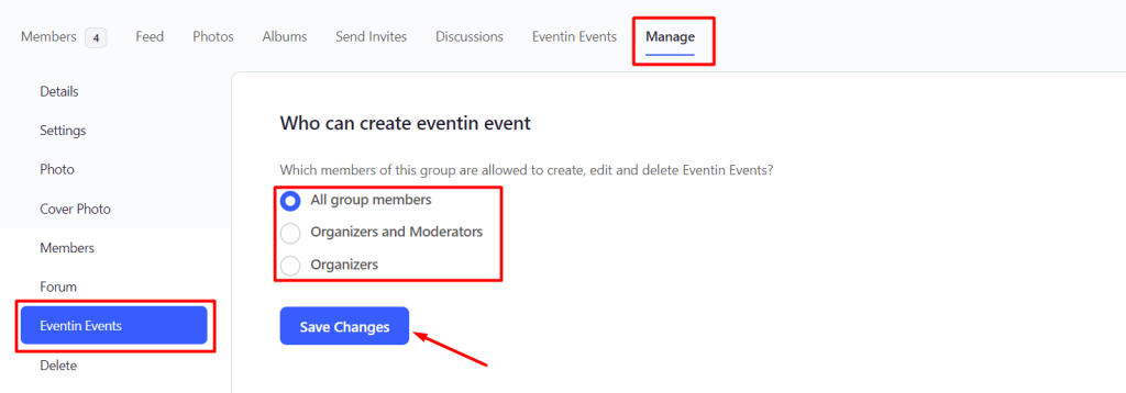 Eventin BuddyBoss Integration All Group