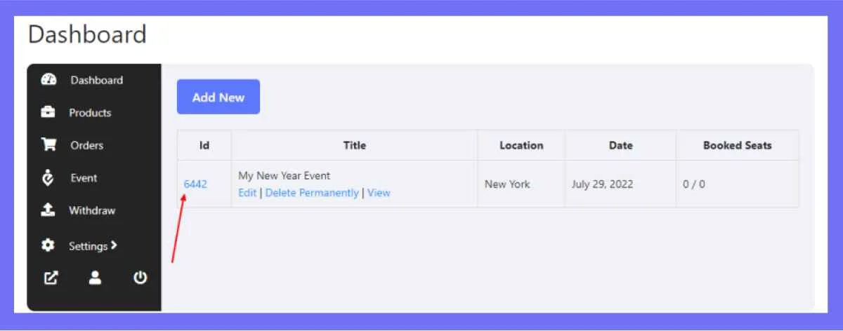 edit events from vendor dashboard