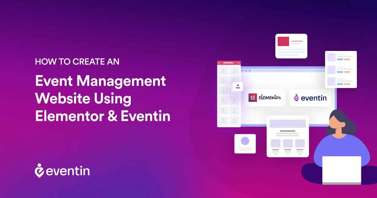 a banner on how to create an event management website using Elementor and Eventin