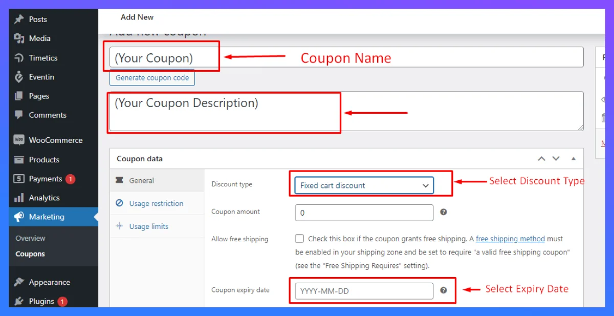 add coupon details