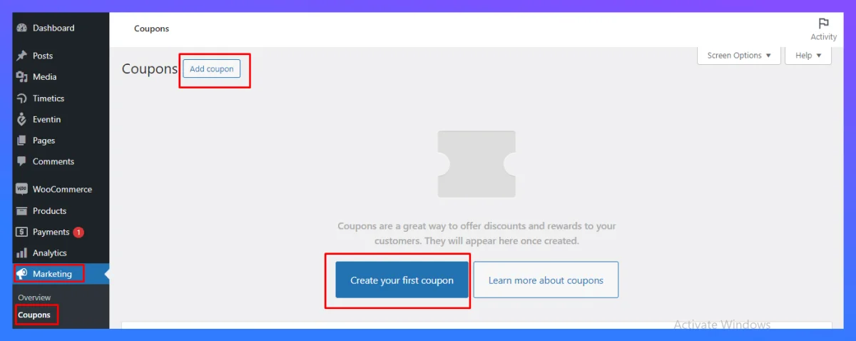 add coupons for woocommerce events in eventin event manager