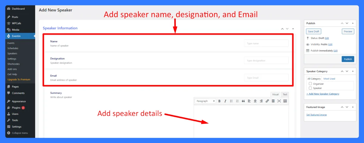 add speaker emails