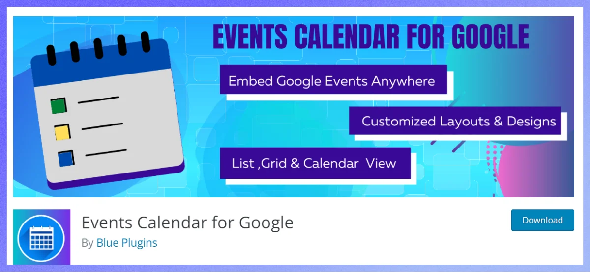 events calender for google