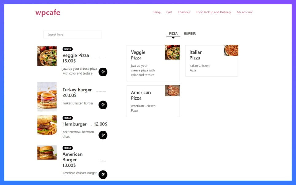 User Interface for the Frontend View