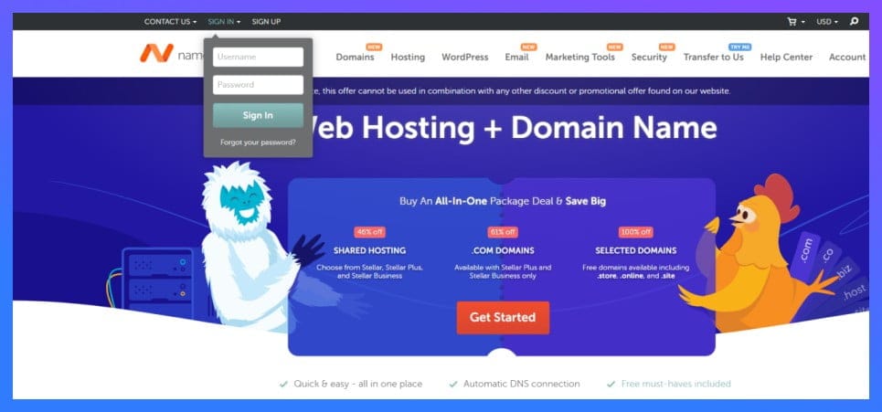 namecheap hosting login