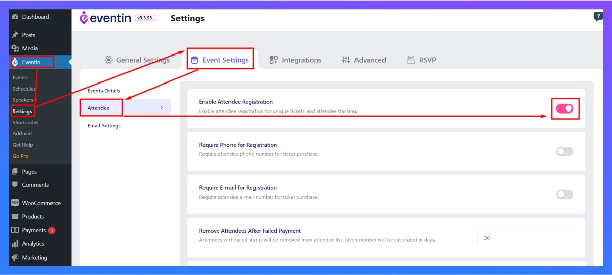 a photo on enabling event attendee registration