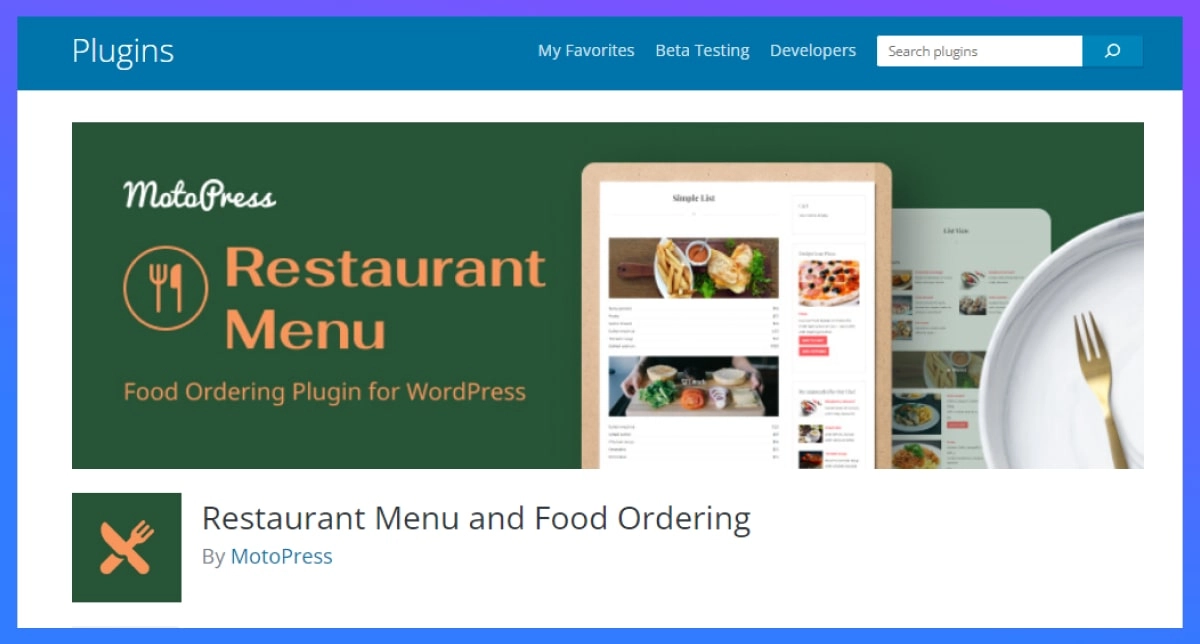 Restaurant Menu and Food Ordering