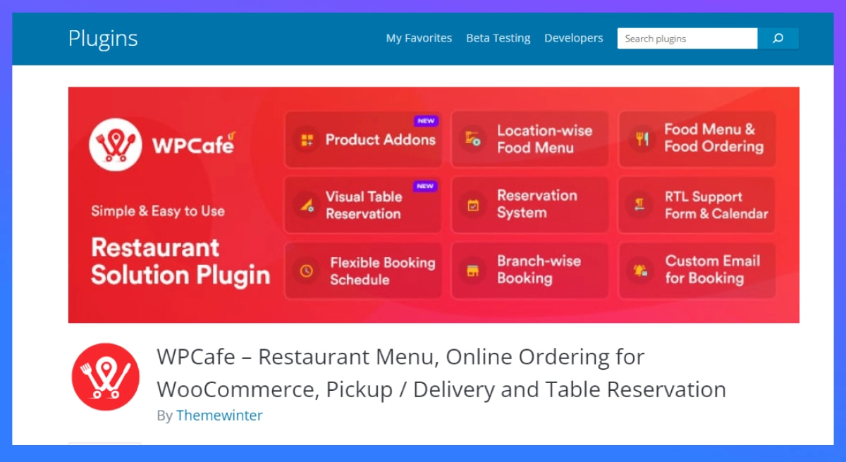 WPCafe Restaurant Menu plugin in wordpress