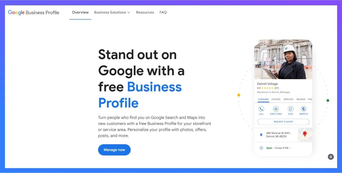 Google My Business website