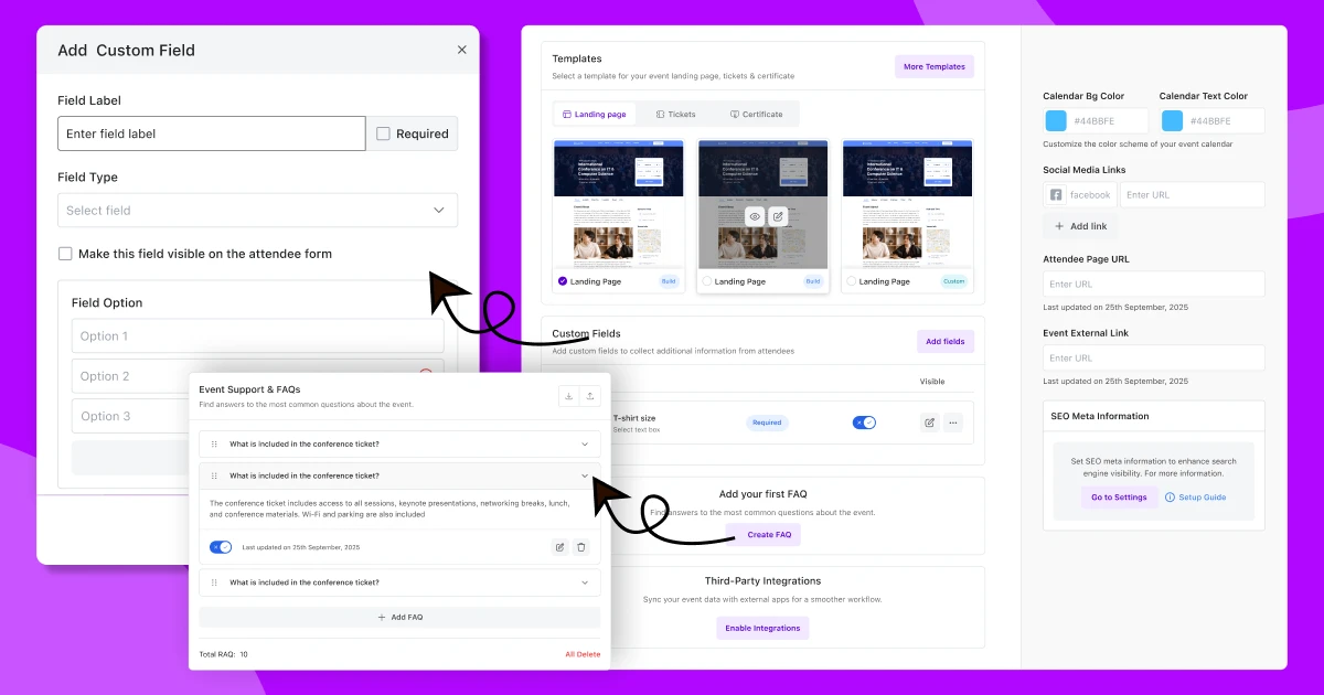 All event templates and additional settings