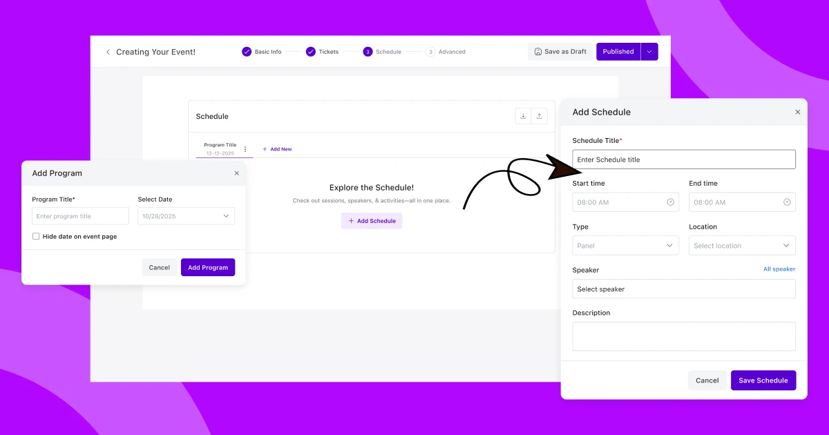 Customizable event scheduling system