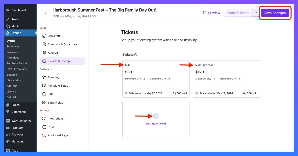 multi tier event ticket options