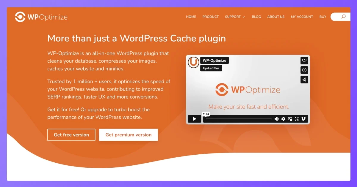 wpOptimize wordpress cache plugin