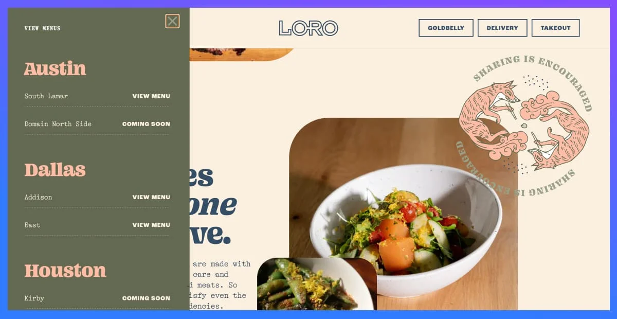 loro sidebar food menu template