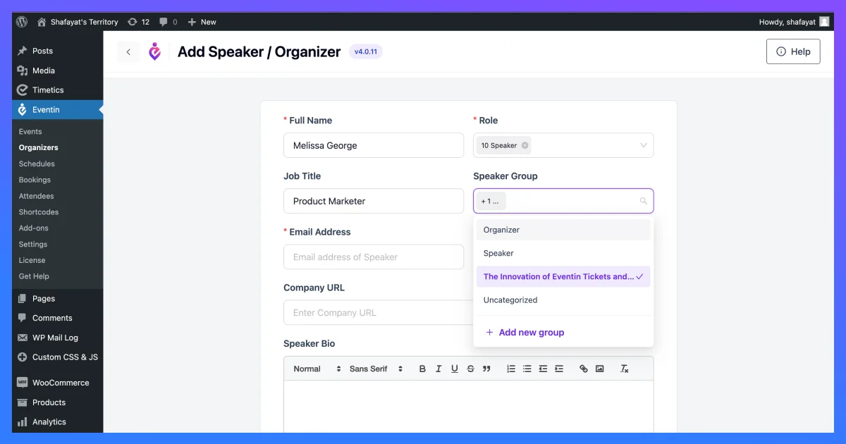 add speakers to speakers groups