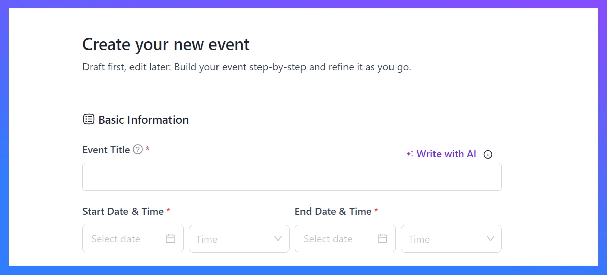 create a single event with eventin event management plugin